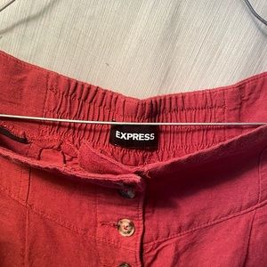 EXPRESS full length, wide leg, linen pants. Color: sienna/brick red